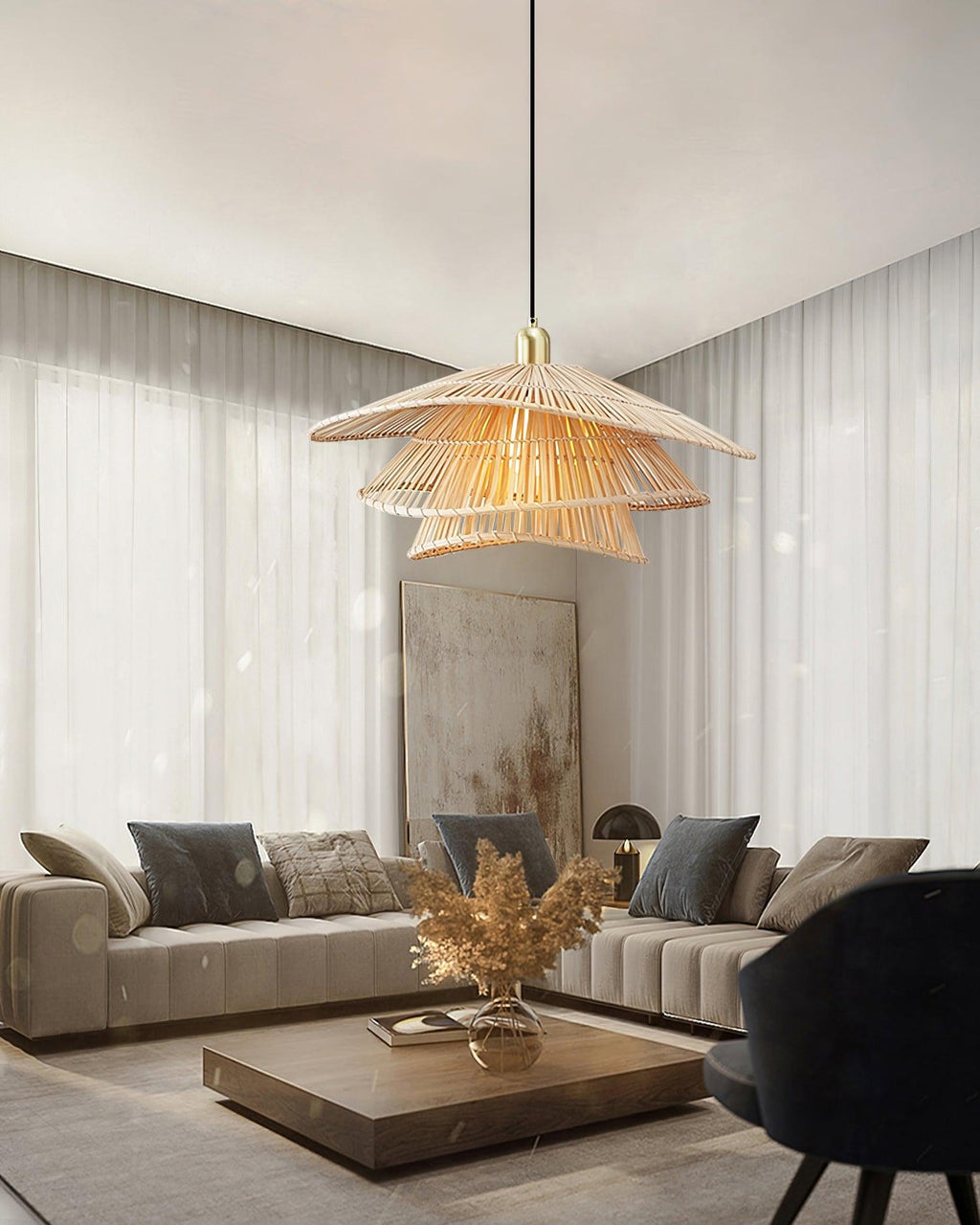 Weaver Lampe Suspendue Rattan Tissé Superposé - Neutralighting