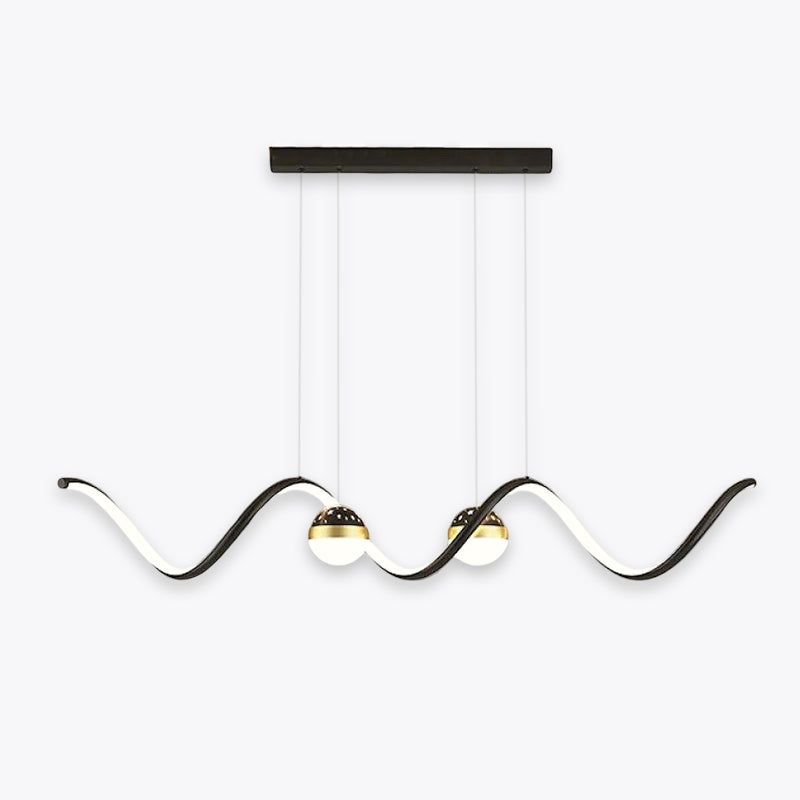 Arisha Suspension Linéaire Nordique, Métal/Acrylique, Noir/Blanc/Doré, Salon - Neutralighting