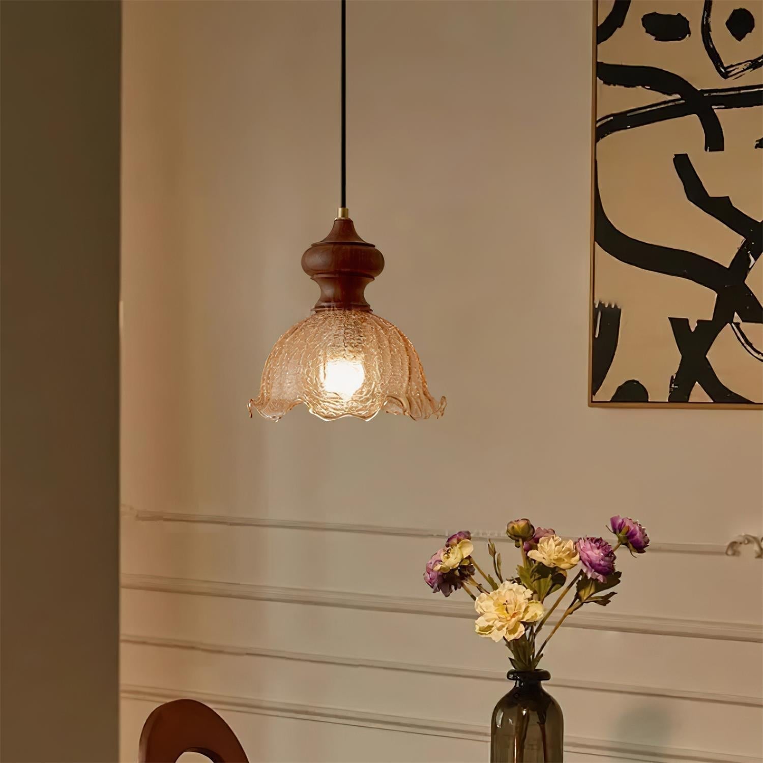 Weiana Suspension Verre Ondulé Coquillage Vintage - Neutralighting