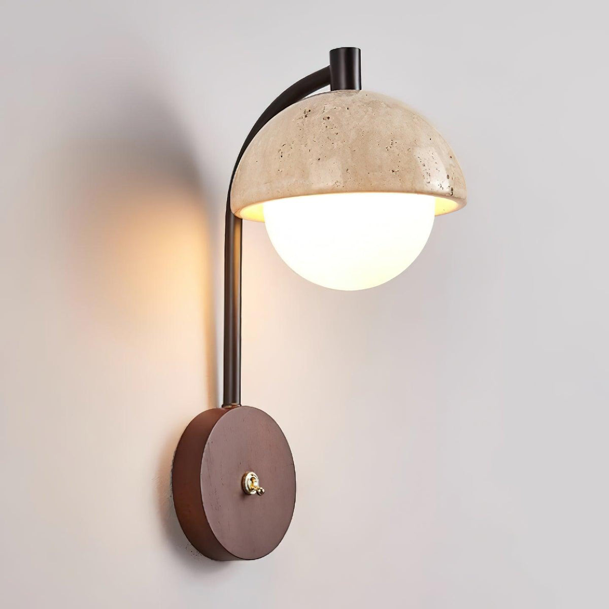 Ritta Lampe Murale Travertin Bois Dôme - Neutralighting