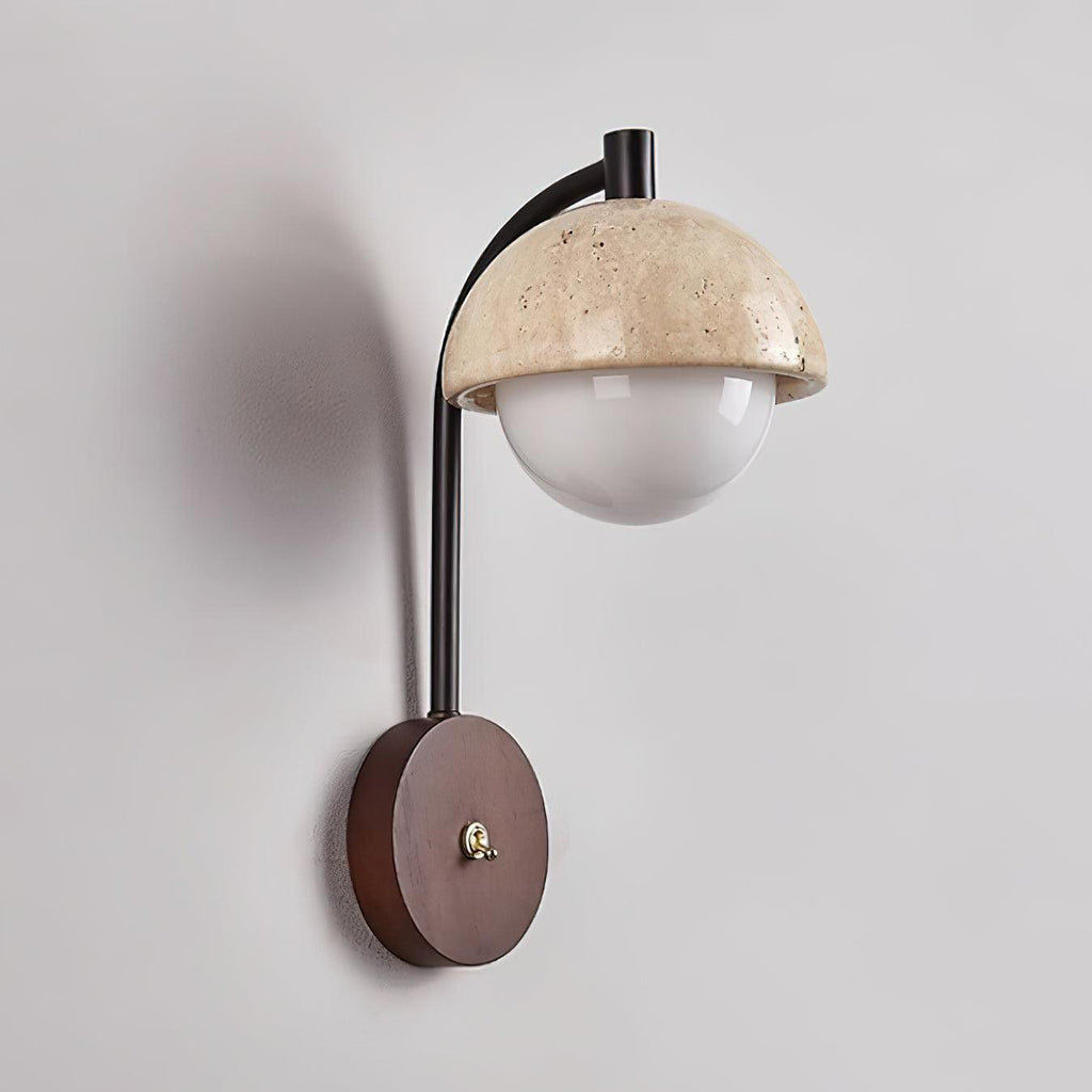 Ritta Lampe Murale Travertin Bois Dôme - Neutralighting