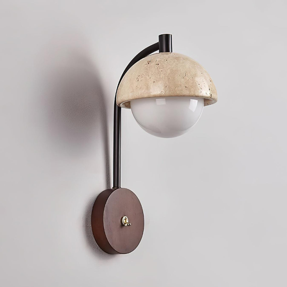 Ritta Lampe Murale Travertin Bois Dôme - Neutralighting