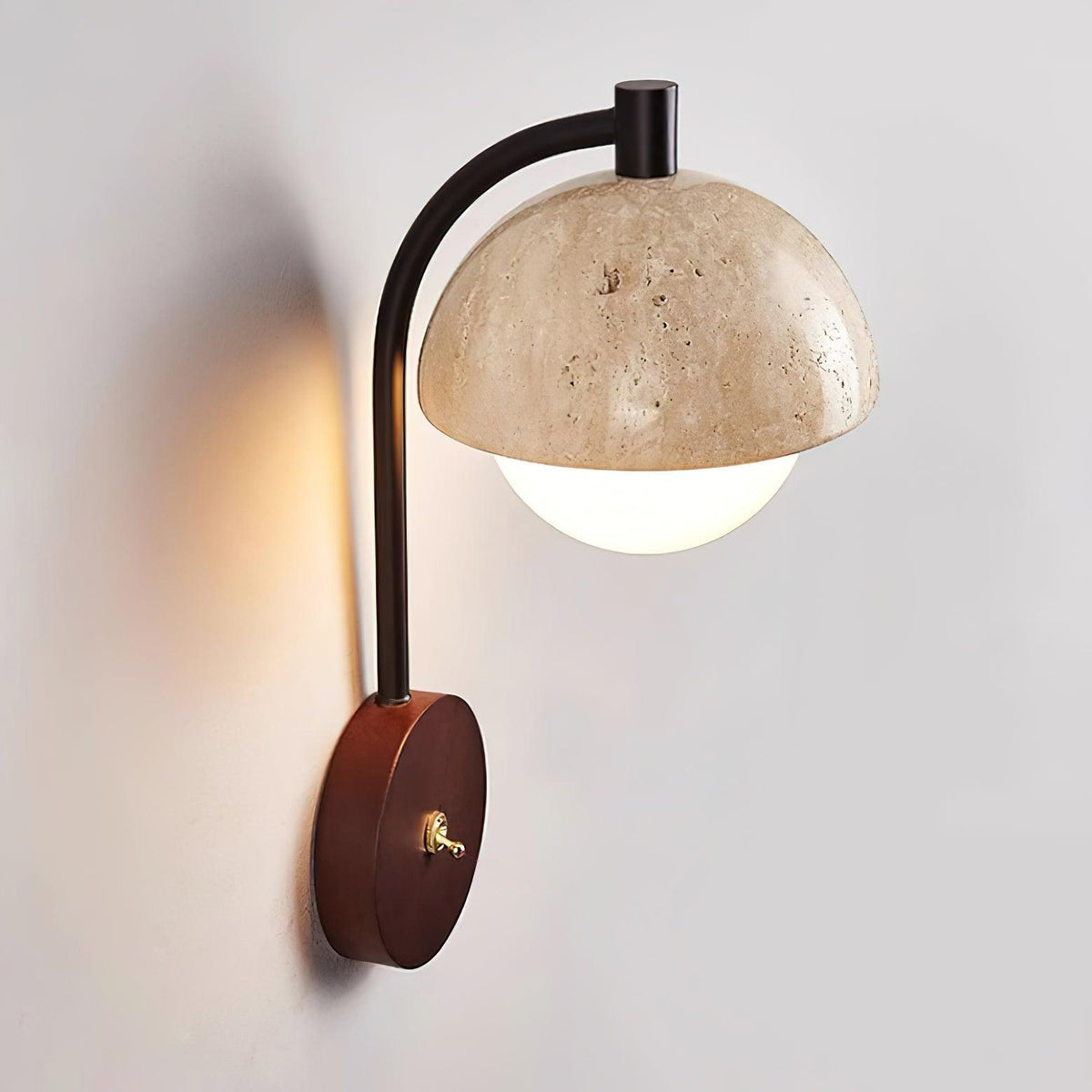 Ritta Lampe Murale Travertin Bois Dôme - Neutralighting