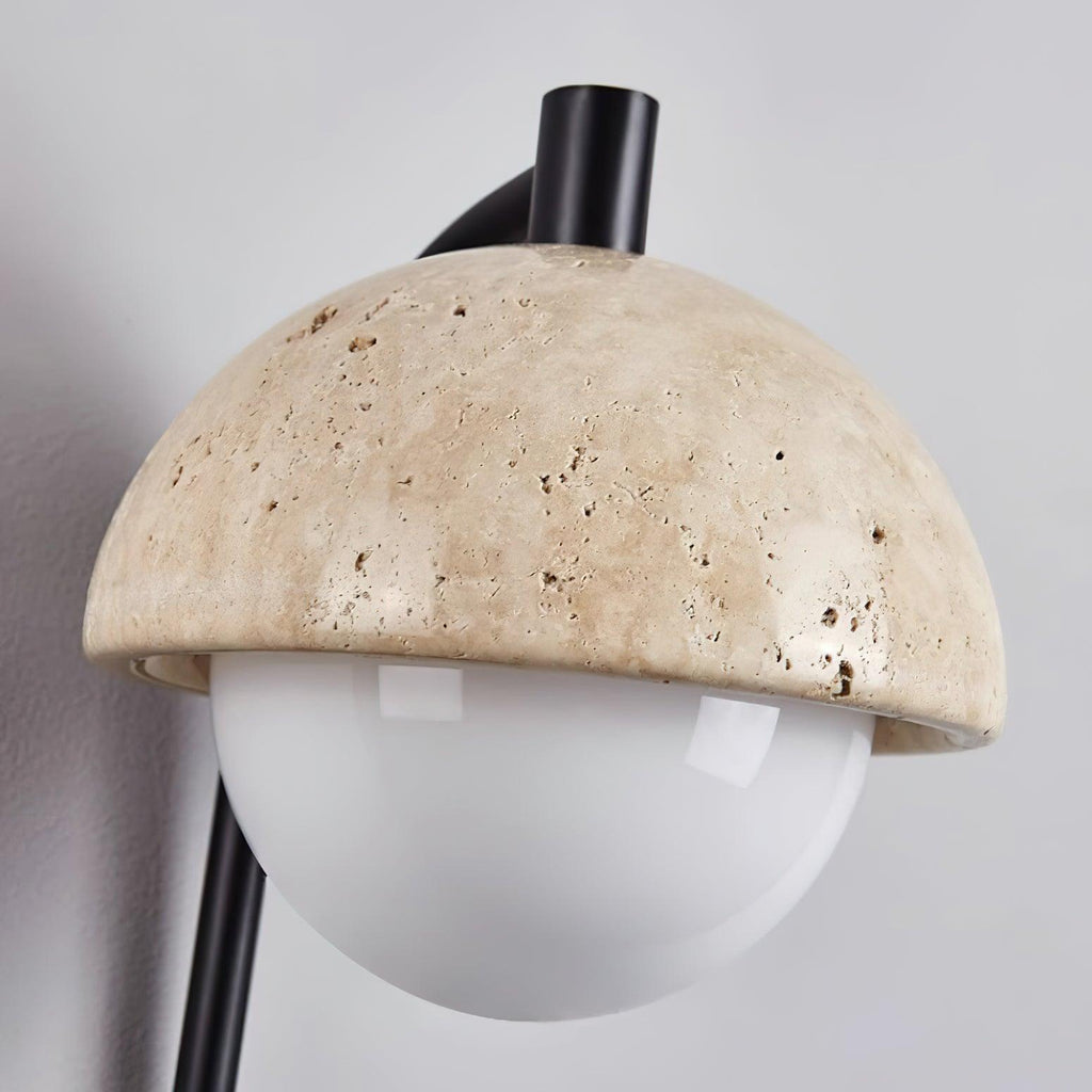 Ritta Lampe Murale Travertin Bois Dôme - Neutralighting