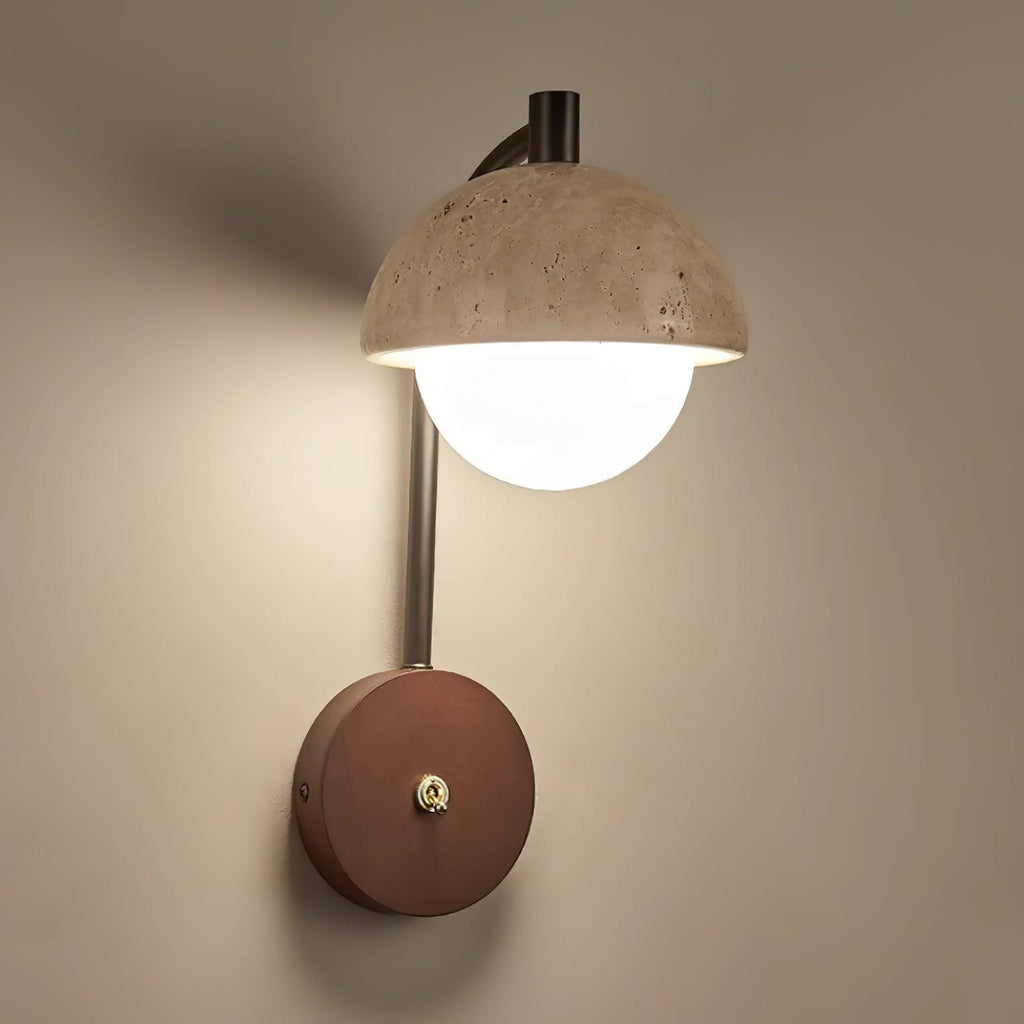 Ritta Lampe Murale Travertin Bois Dôme - Neutralighting