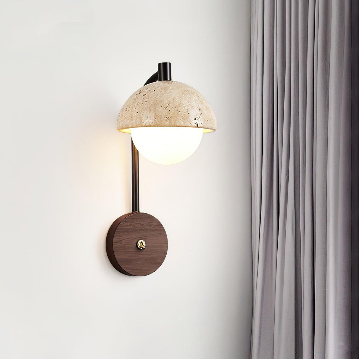 Ritta Lampe Murale Travertin Bois Dôme - Neutralighting