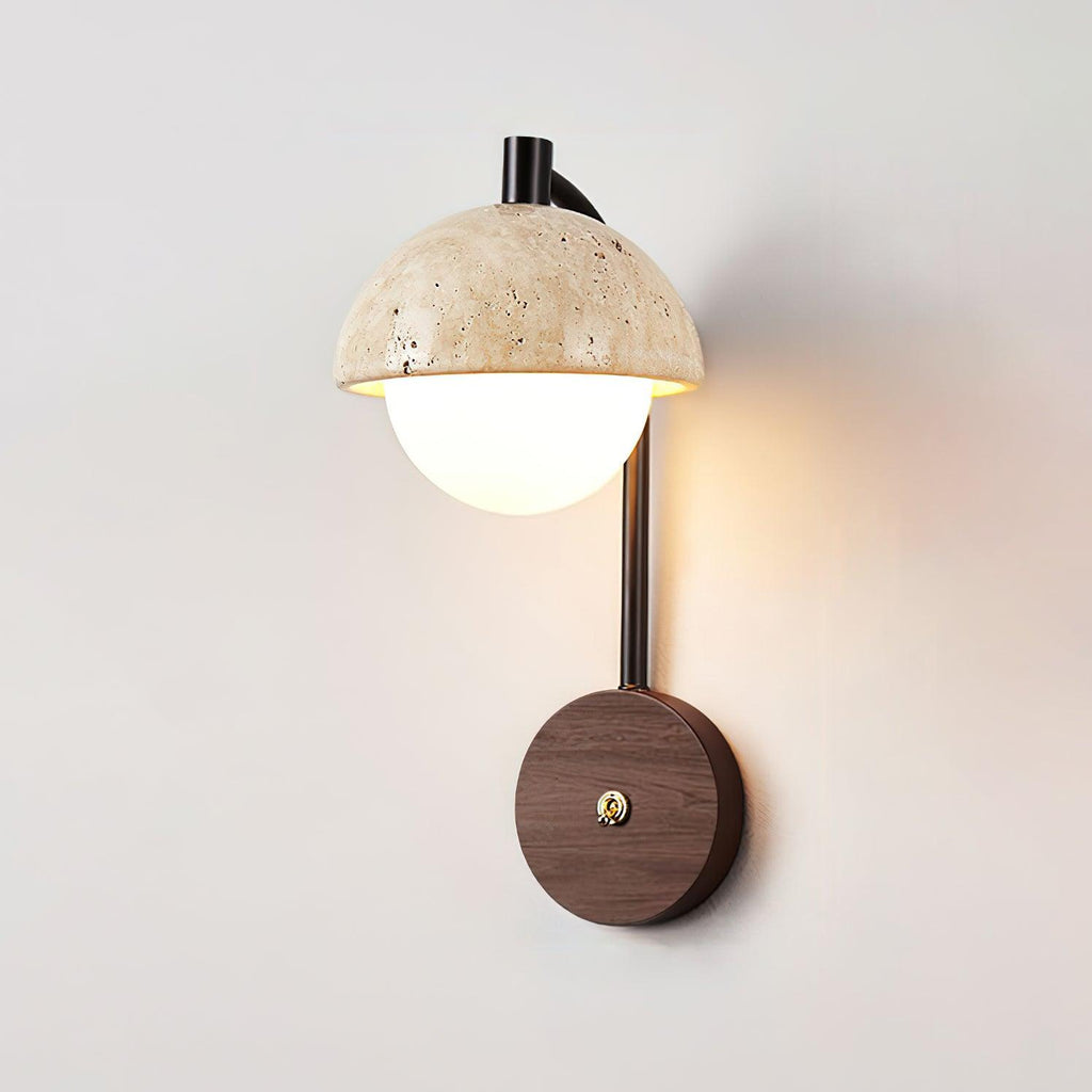 Ritta Lampe Murale Travertin Bois Dôme - Neutralighting