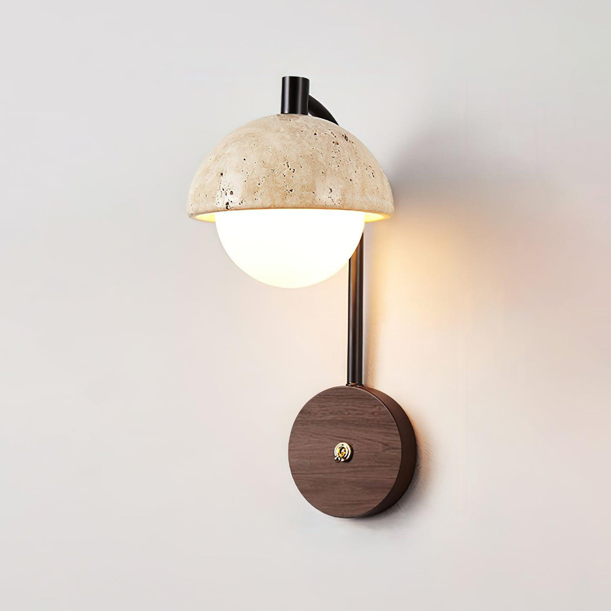 Ritta Lampe Murale Travertin Bois Dôme - Neutralighting