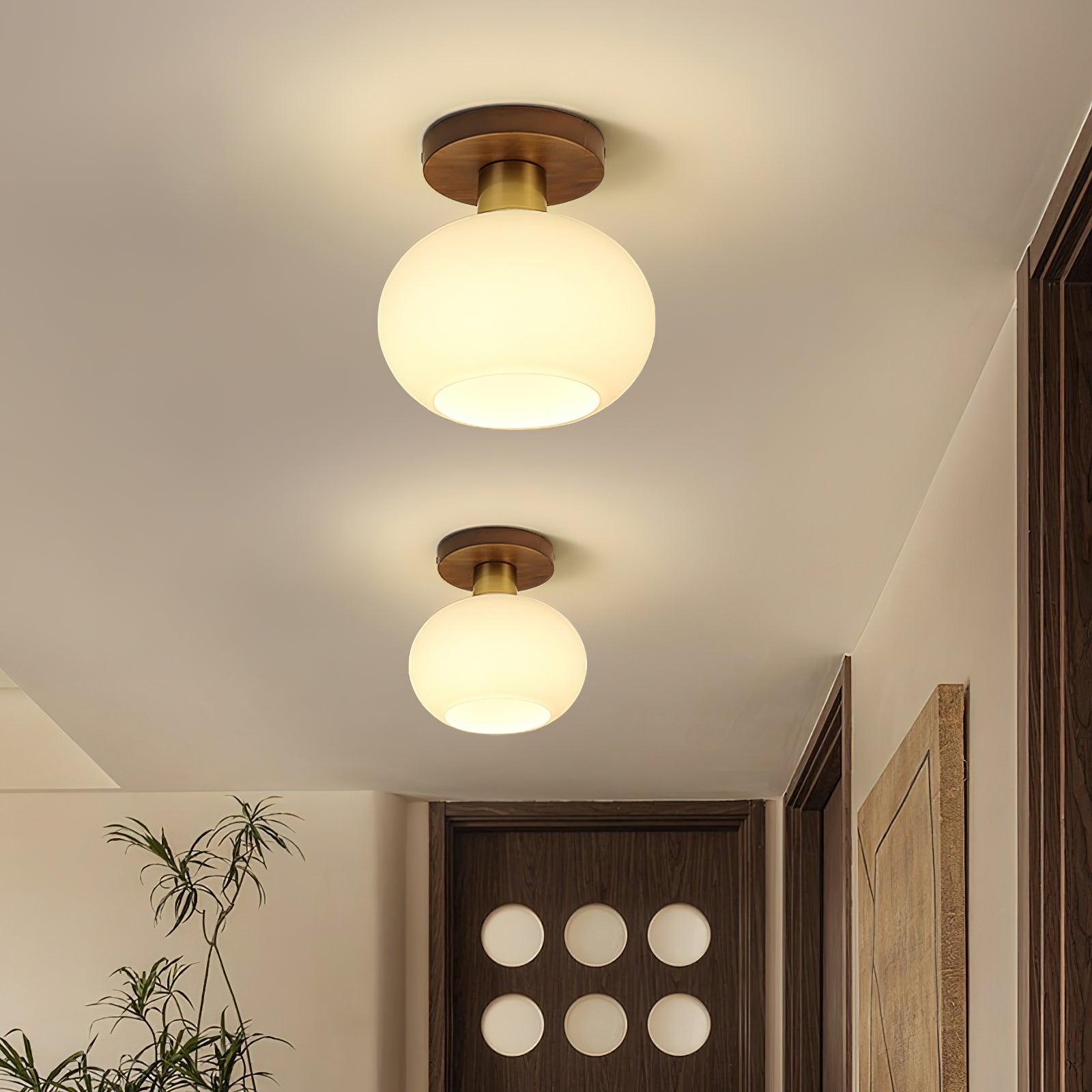 Ellorus Plafonnier Verre Blanc Coquillage Art Nordique - Neutralighting