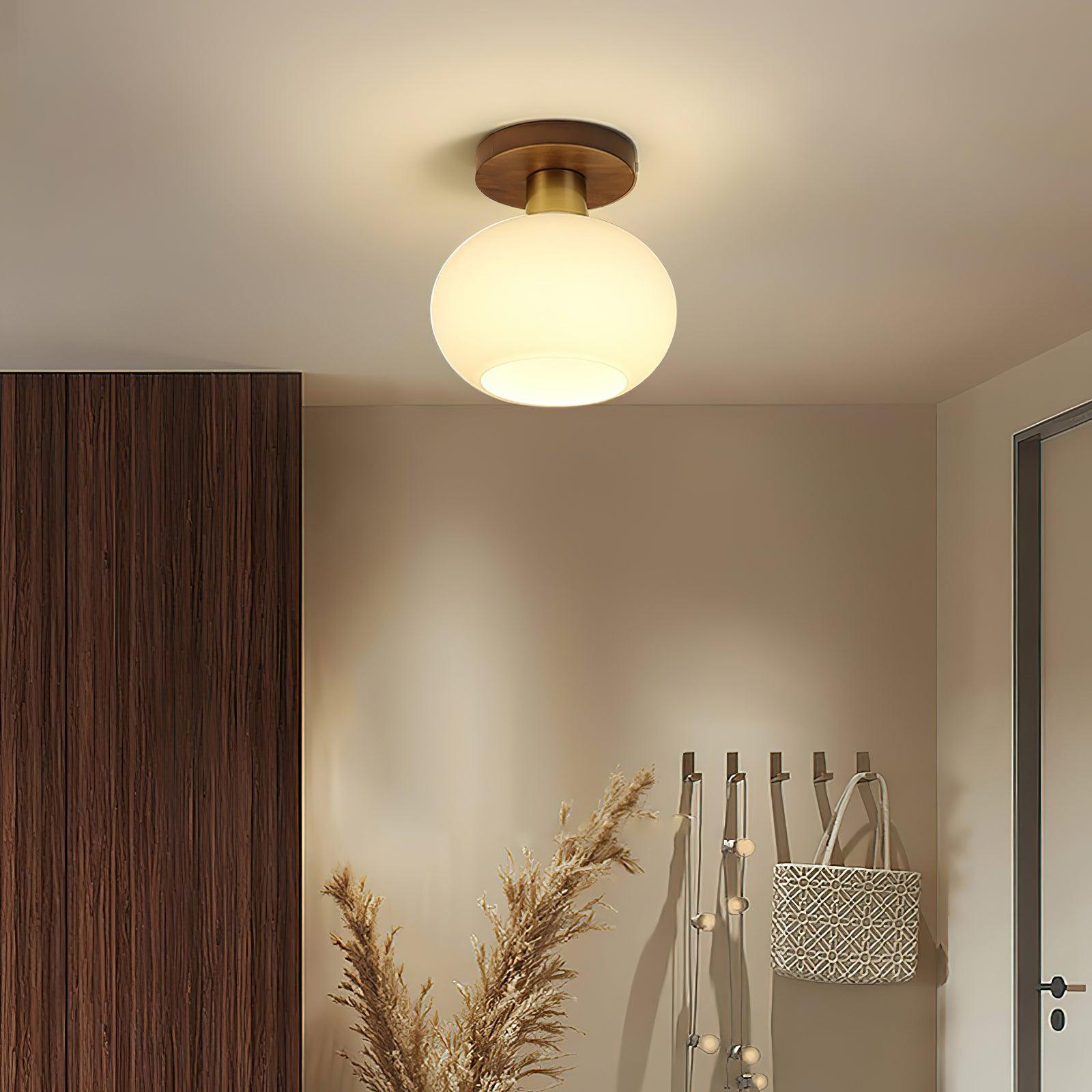Ellorus Plafonnier Verre Blanc Coquillage Art Nordique - Neutralighting