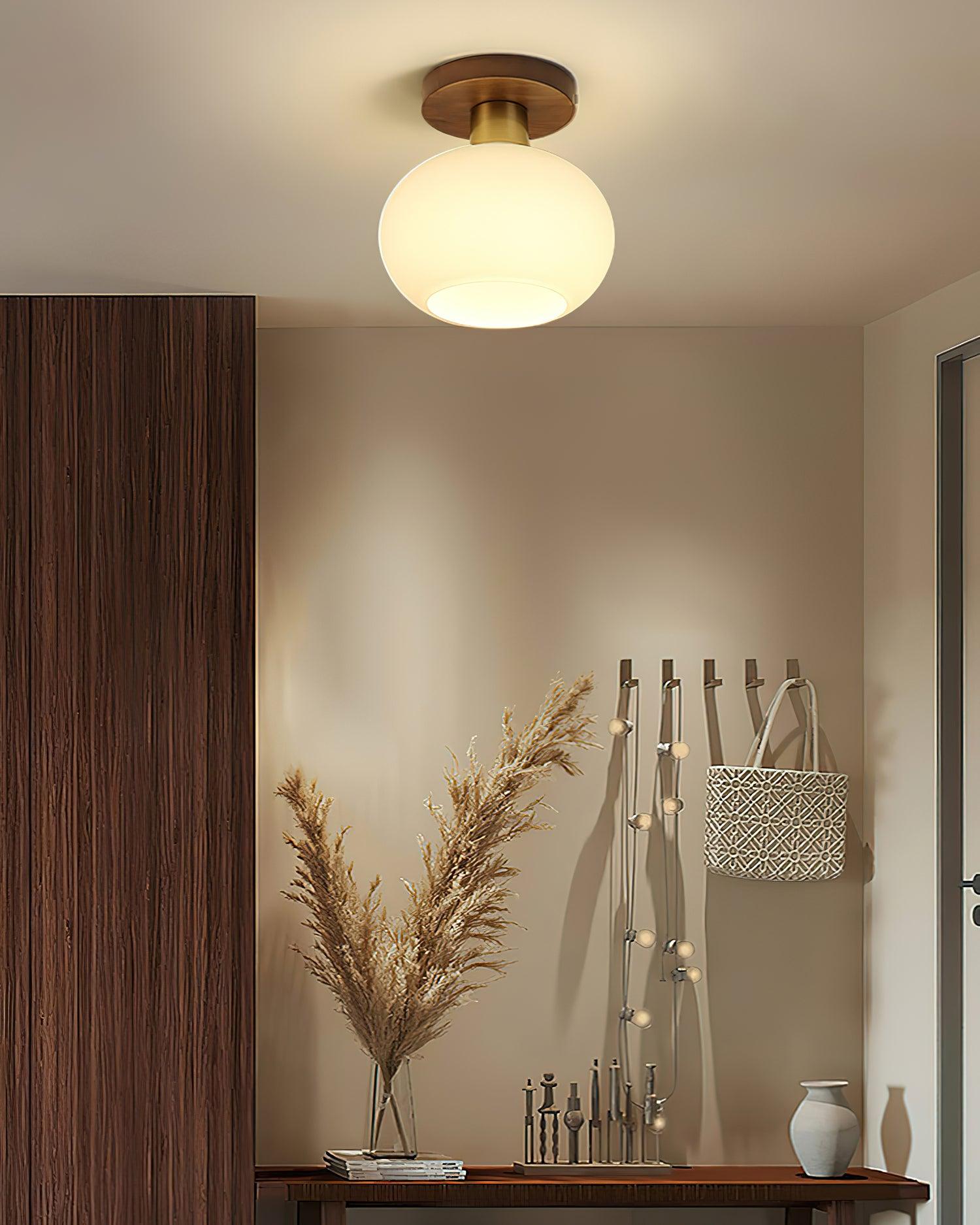 Ellorus Plafonnier Verre Blanc Coquillage Art Nordique - Neutralighting