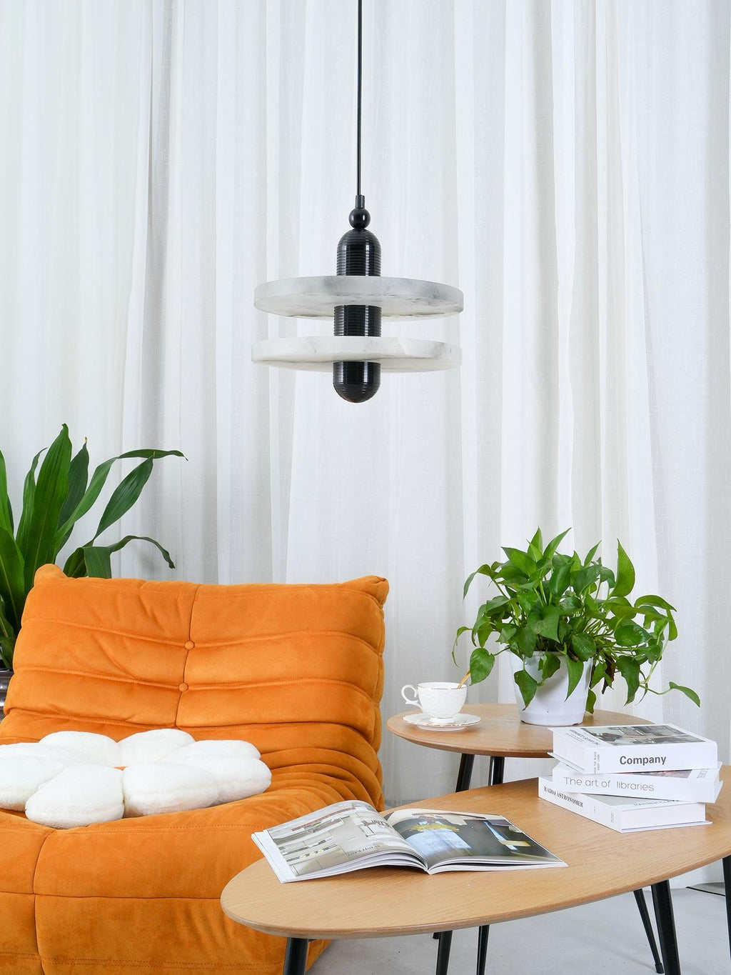 Goose Suspension en Alabastre Blanc et Cuivre - Neutralighting