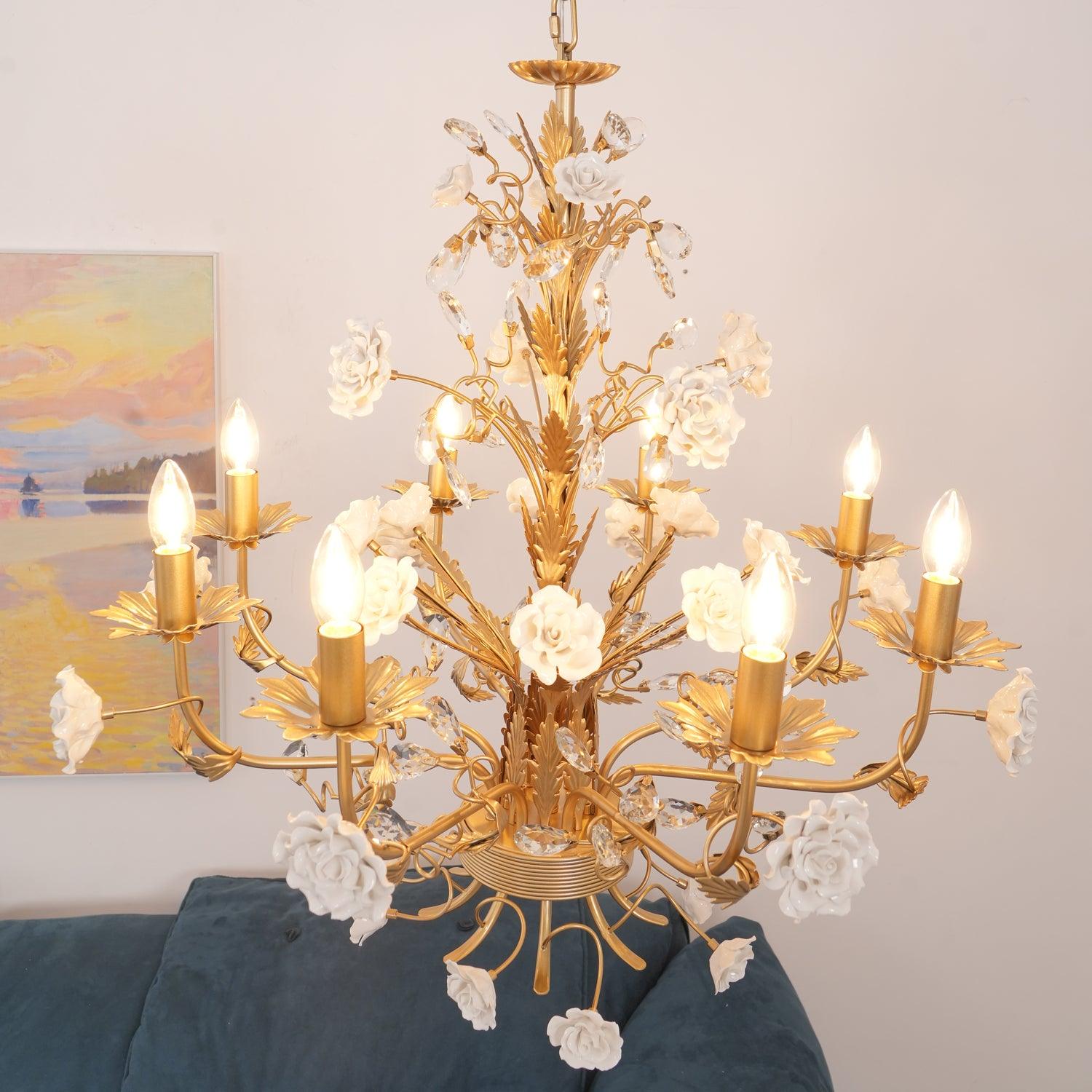 Lustra Chandelier Cristal Rose Blanc - Neutralighting