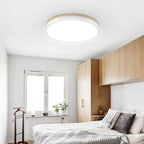 Solara Plafonnier Blanc Ronde avec Bois - Neutralighting