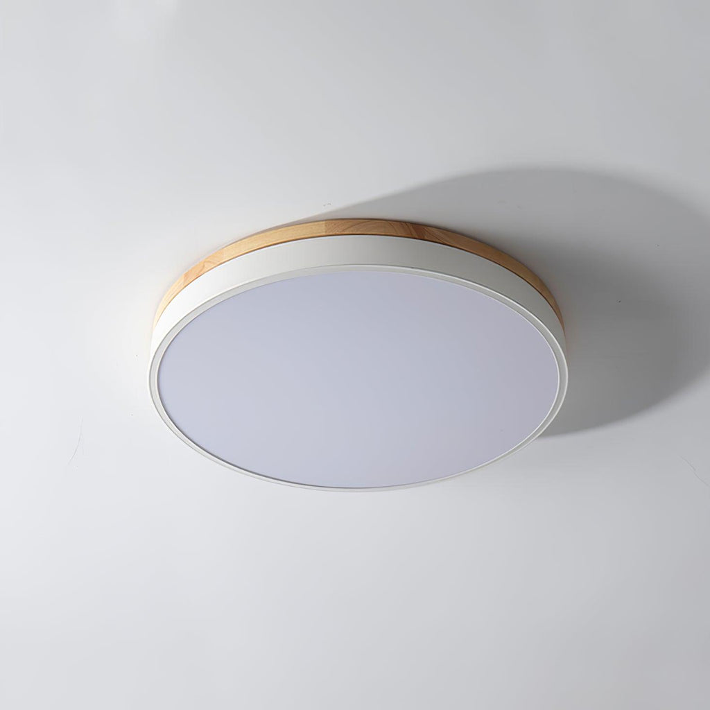 Solara Plafonnier Blanc Ronde avec Bois - Neutralighting