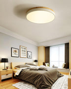 Solara Plafonnier Blanc Ronde avec Bois - Neutralighting