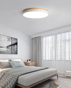 Solara Plafonnier Blanc Ronde avec Bois - Neutralighting