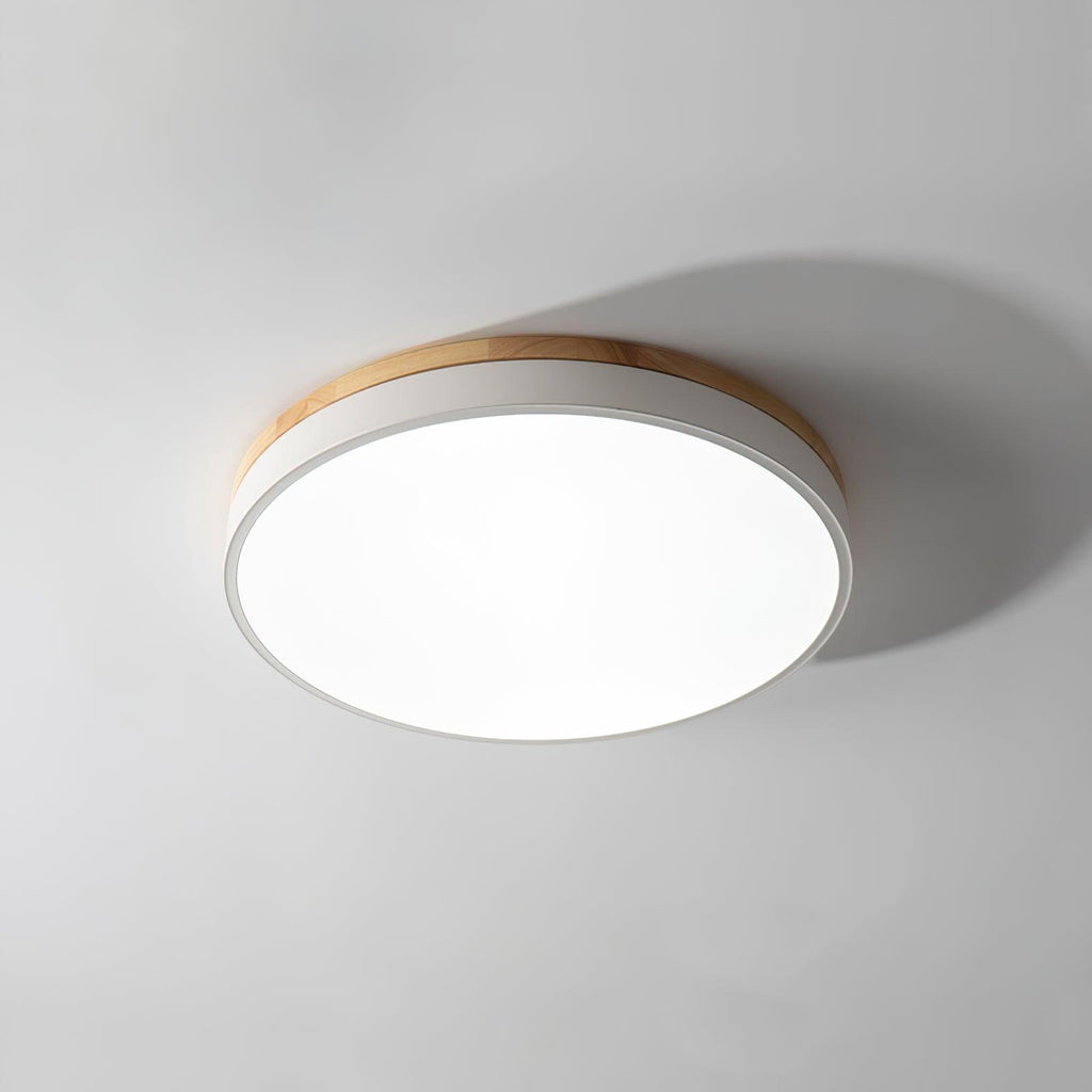 Solara Plafonnier Blanc Ronde avec Bois - Neutralighting