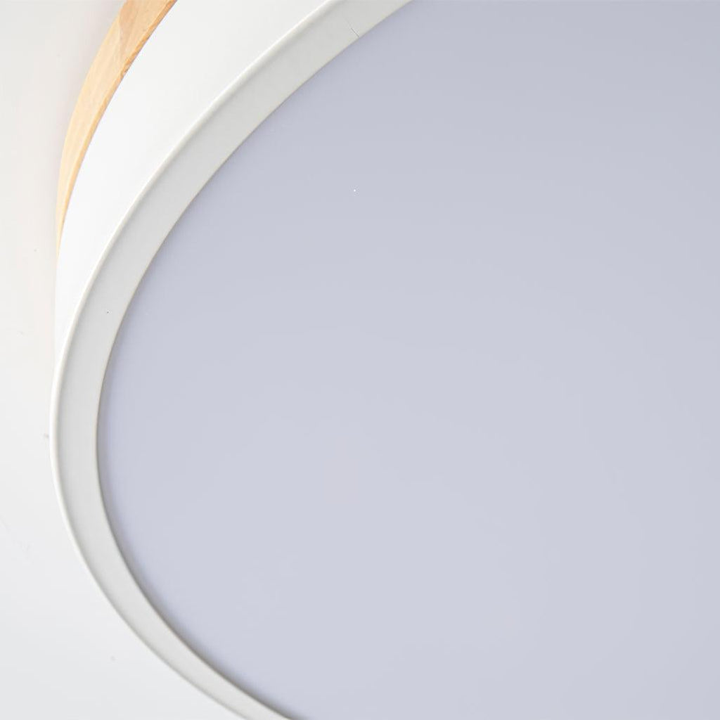 Solara Plafonnier Blanc Ronde avec Bois - Neutralighting