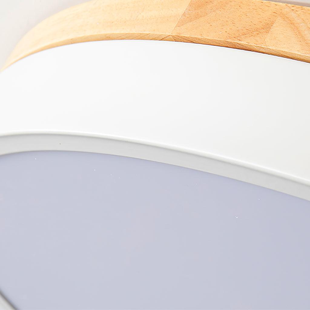 Solara Plafonnier Blanc Ronde avec Bois - Neutralighting