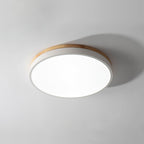 Solara Plafonnier Blanc Ronde avec Bois - Neutralighting