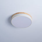 Solara Plafonnier Blanc Ronde avec Bois - Neutralighting