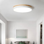 Solara Plafonnier Blanc Ronde avec Bois - Neutralighting