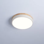 Solara Plafonnier Blanc Ronde avec Bois - Neutralighting