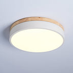 Solara Plafonnier Blanc Ronde avec Bois - Neutralighting