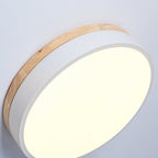 Solara Plafonnier Blanc Ronde avec Bois - Neutralighting