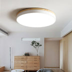 Solara Plafonnier Blanc Ronde avec Bois - Neutralighting