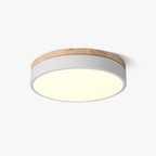 Solara Plafonnier Blanc Ronde avec Bois - Neutralighting
