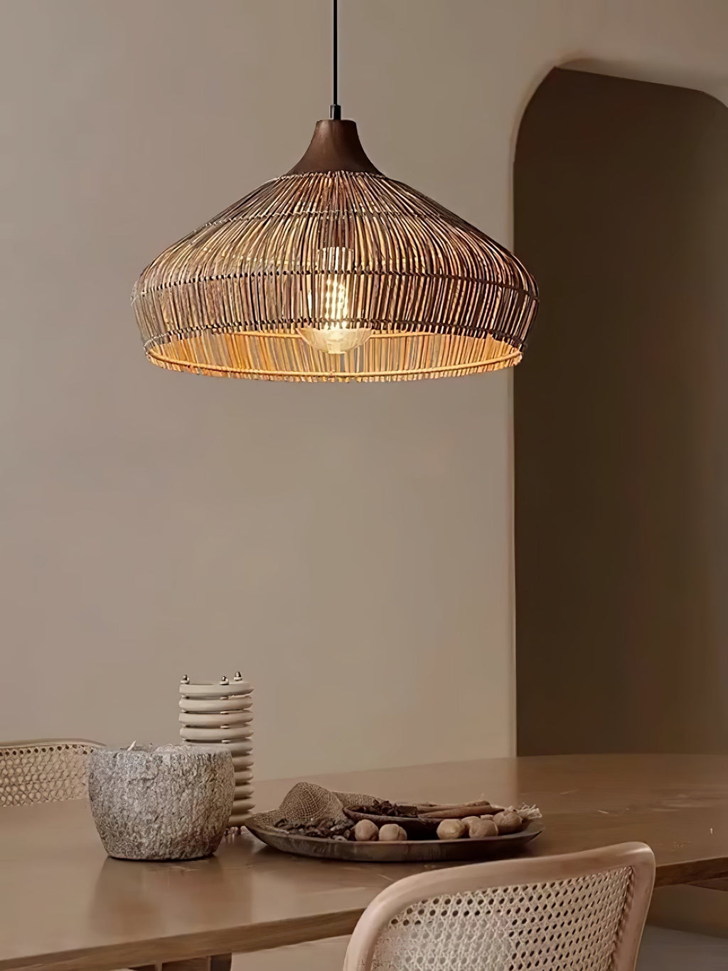 Lythean Elegance Art Rattan Wood Pendant Light - Neutralighting