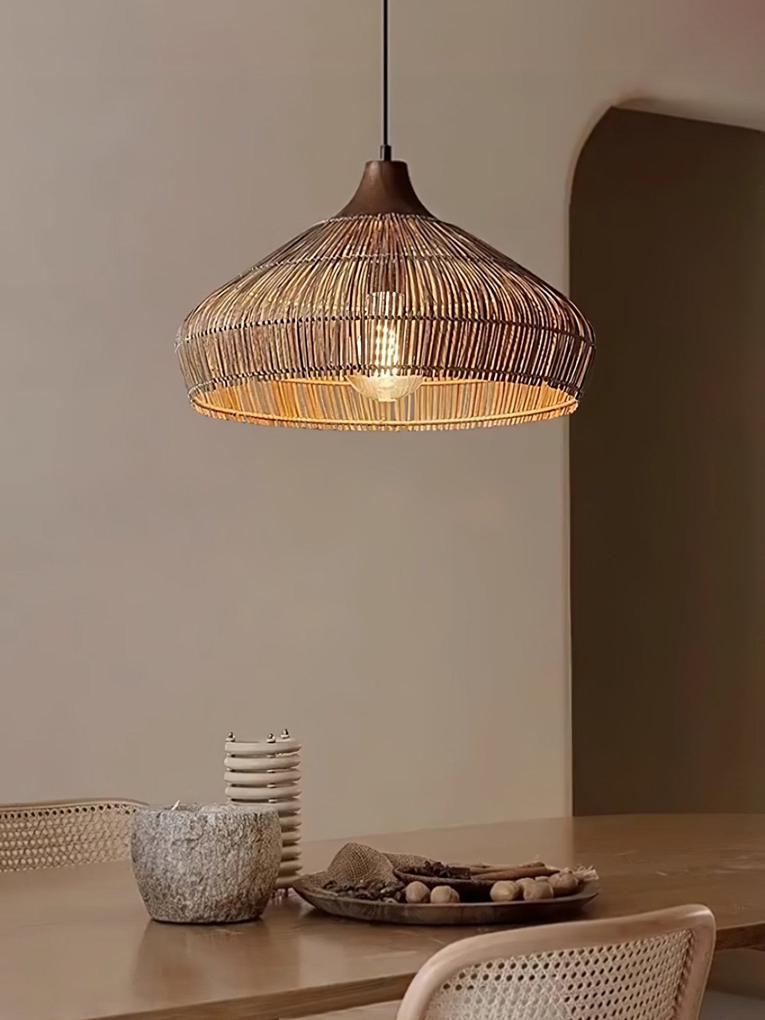 Lythean Elegance Art Rattan Wood Pendant Light - Neutralighting