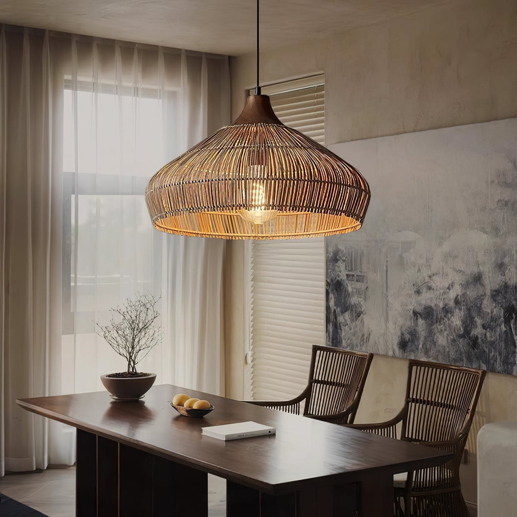 Lythean Elegance Art Rattan Wood Pendant Light - Neutralighting