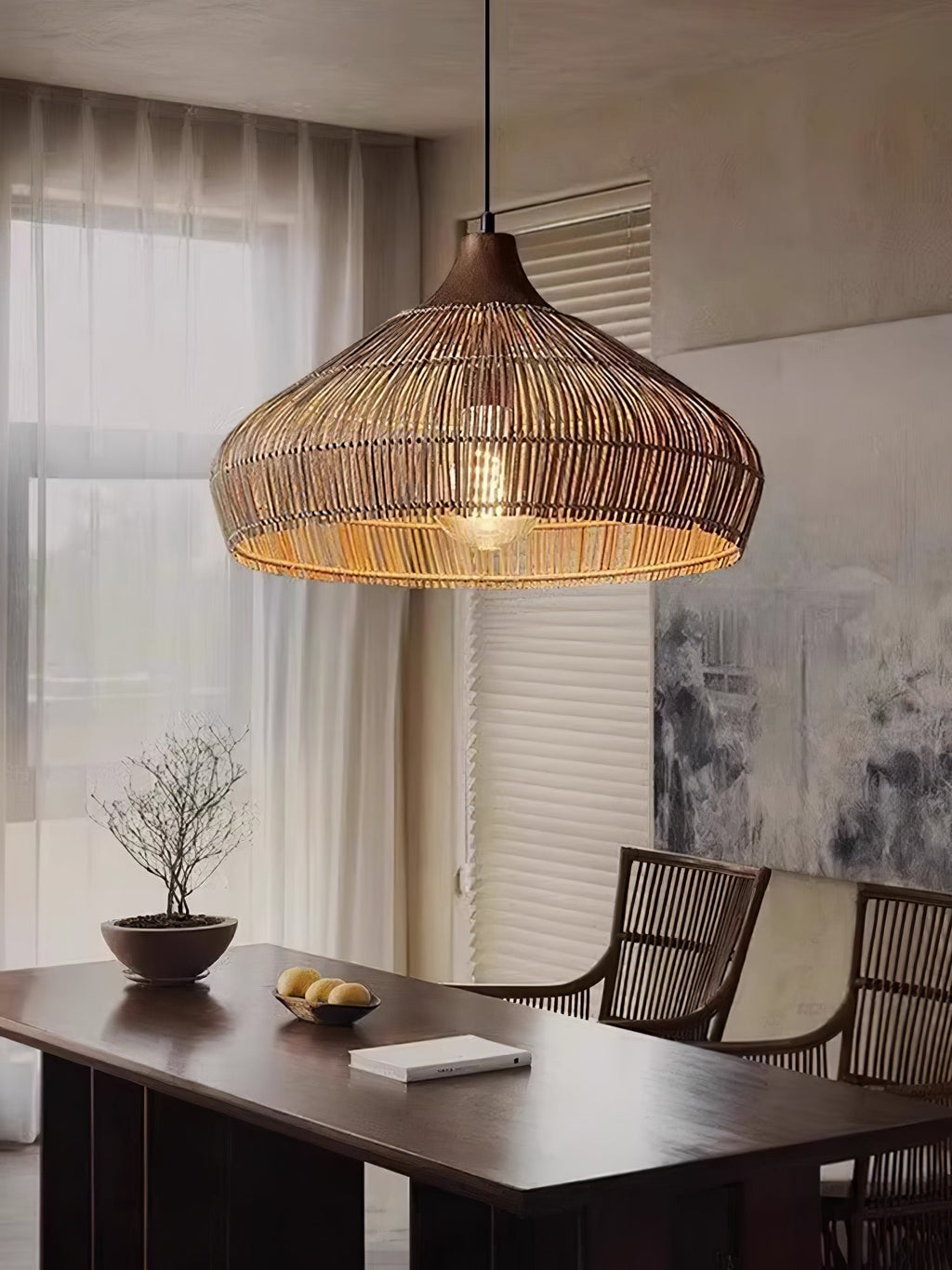 Lythean Elegance Art Rattan Wood Pendant Light - Neutralighting