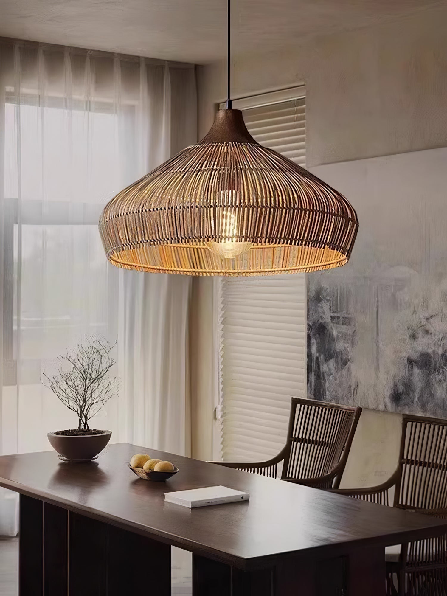 Lythean Elegance Art Rattan Wood Pendant Light - Neutralighting
