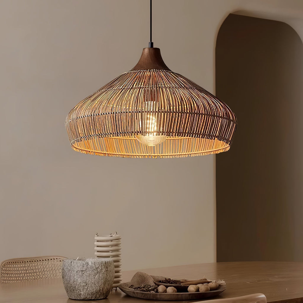 Lythean Elegance Art Rattan Wood Pendant Light - Neutralighting