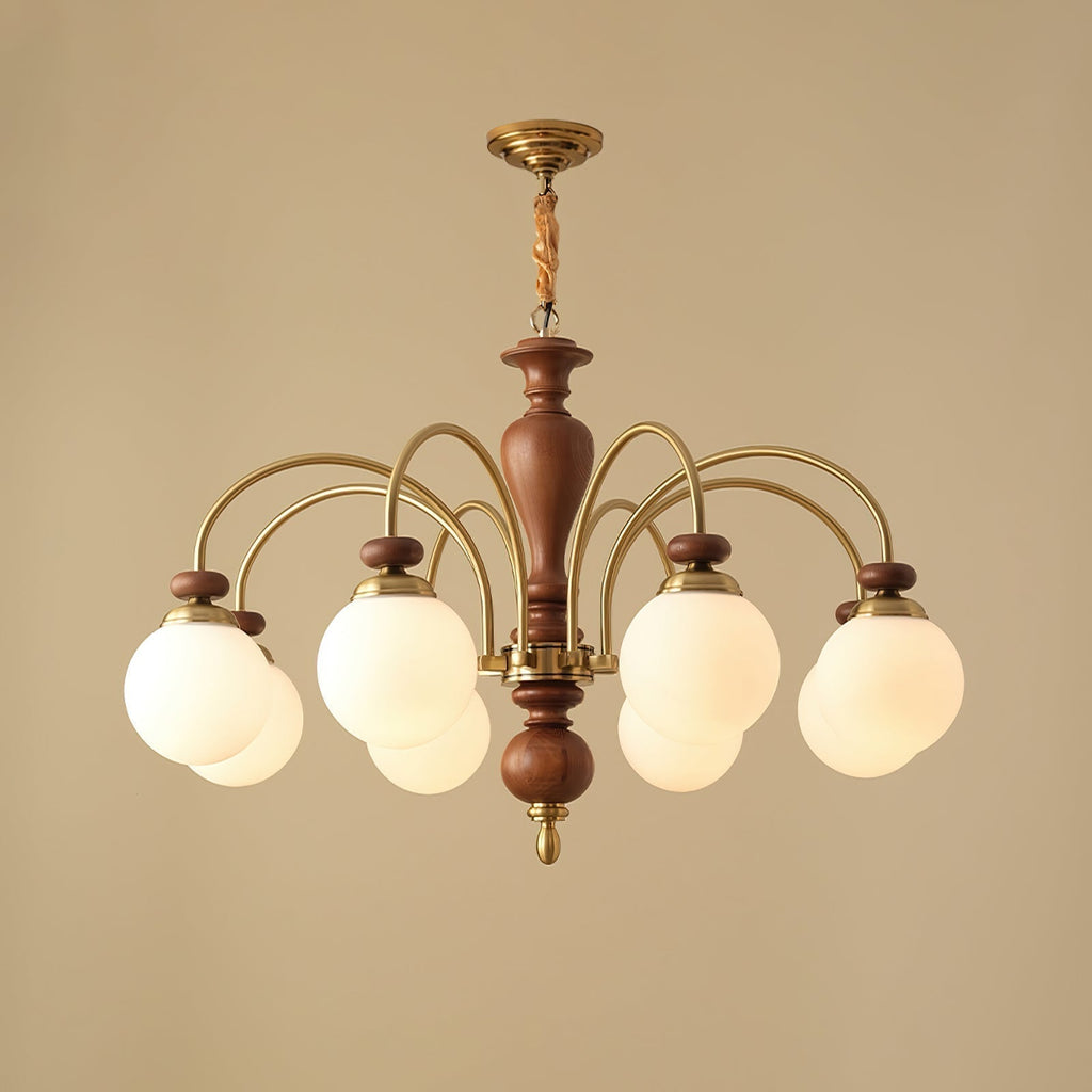 Solara Chandelier Classique en Bois et Laiton - Neutralighting
