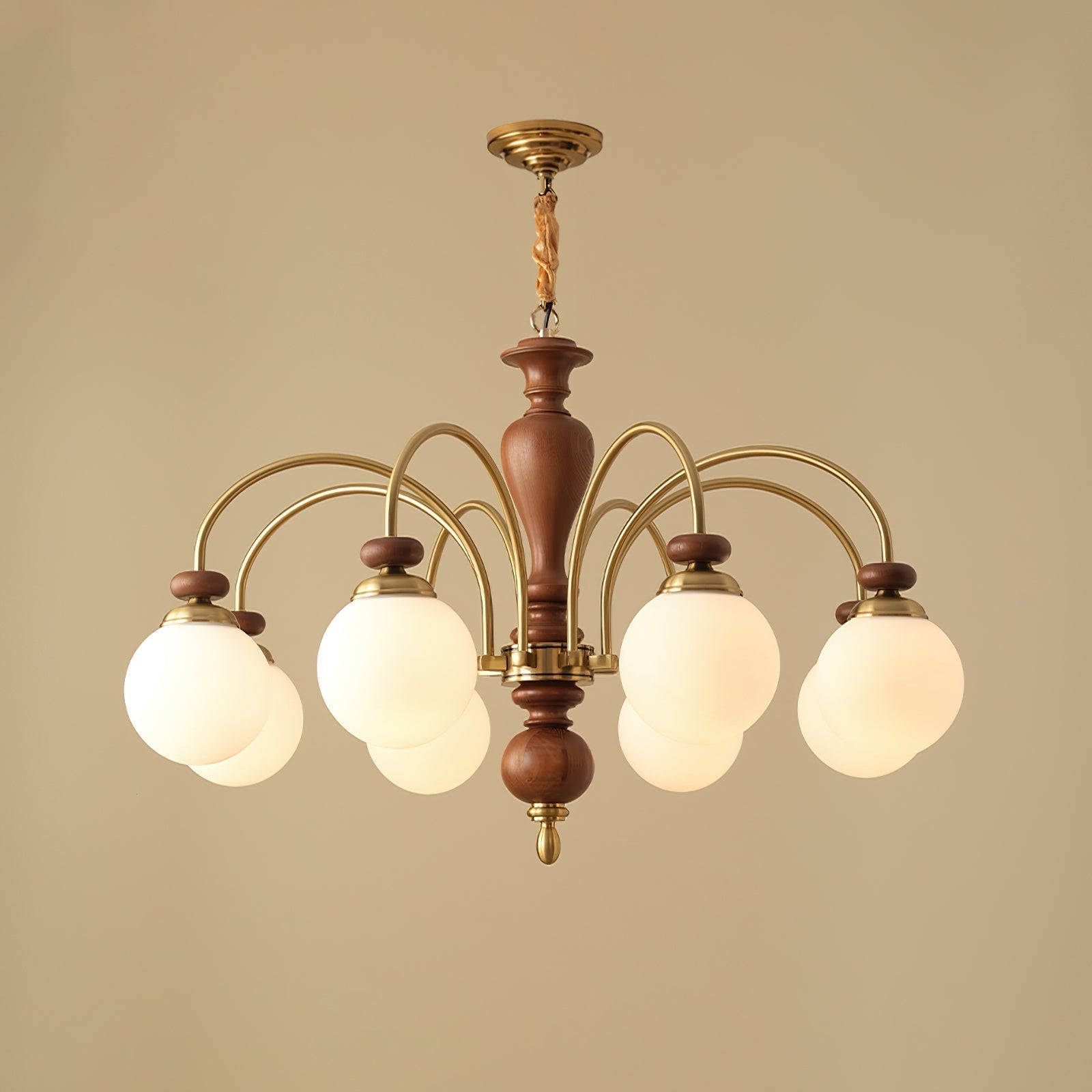 Solara Chandelier Classique en Bois et Laiton - Neutralighting