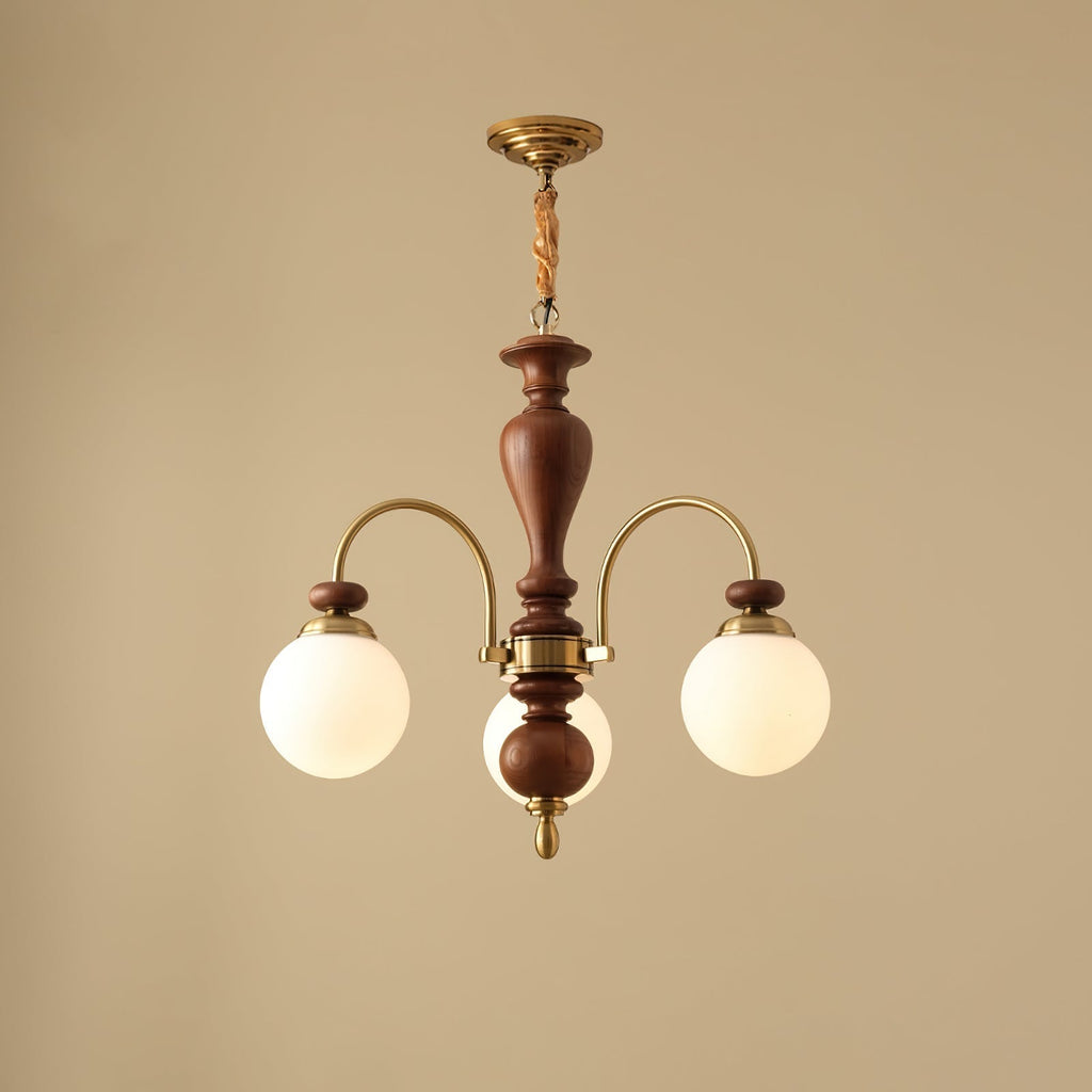 Solara Chandelier Classique en Bois et Laiton - Neutralighting