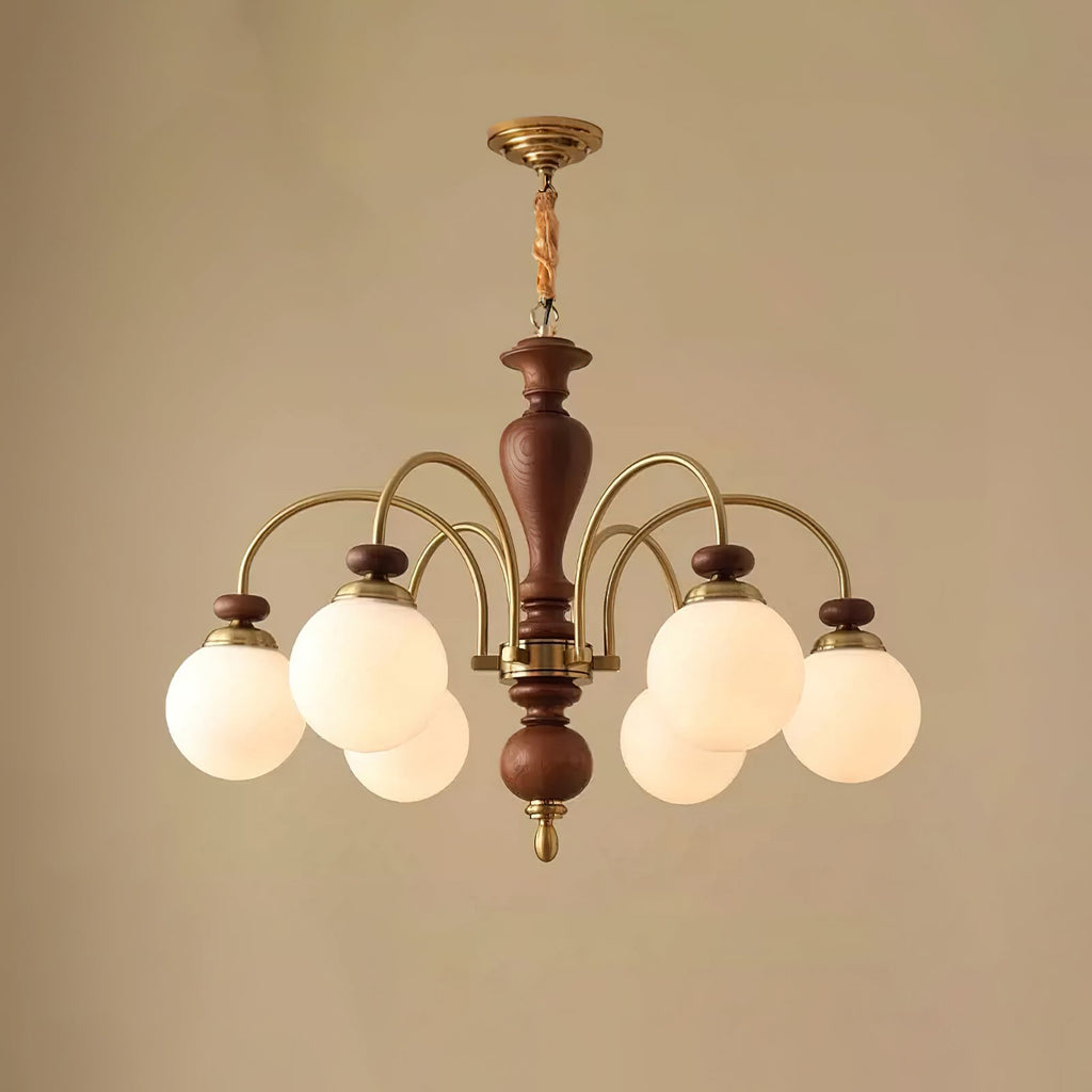 Solara Chandelier Classique en Bois et Laiton - Neutralighting