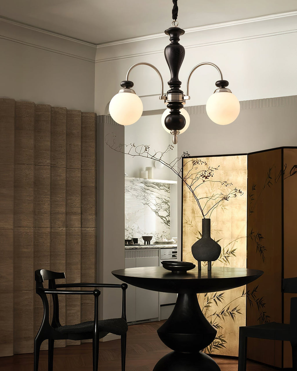 Solara Chandelier Classique en Bois et Laiton - Neutralighting