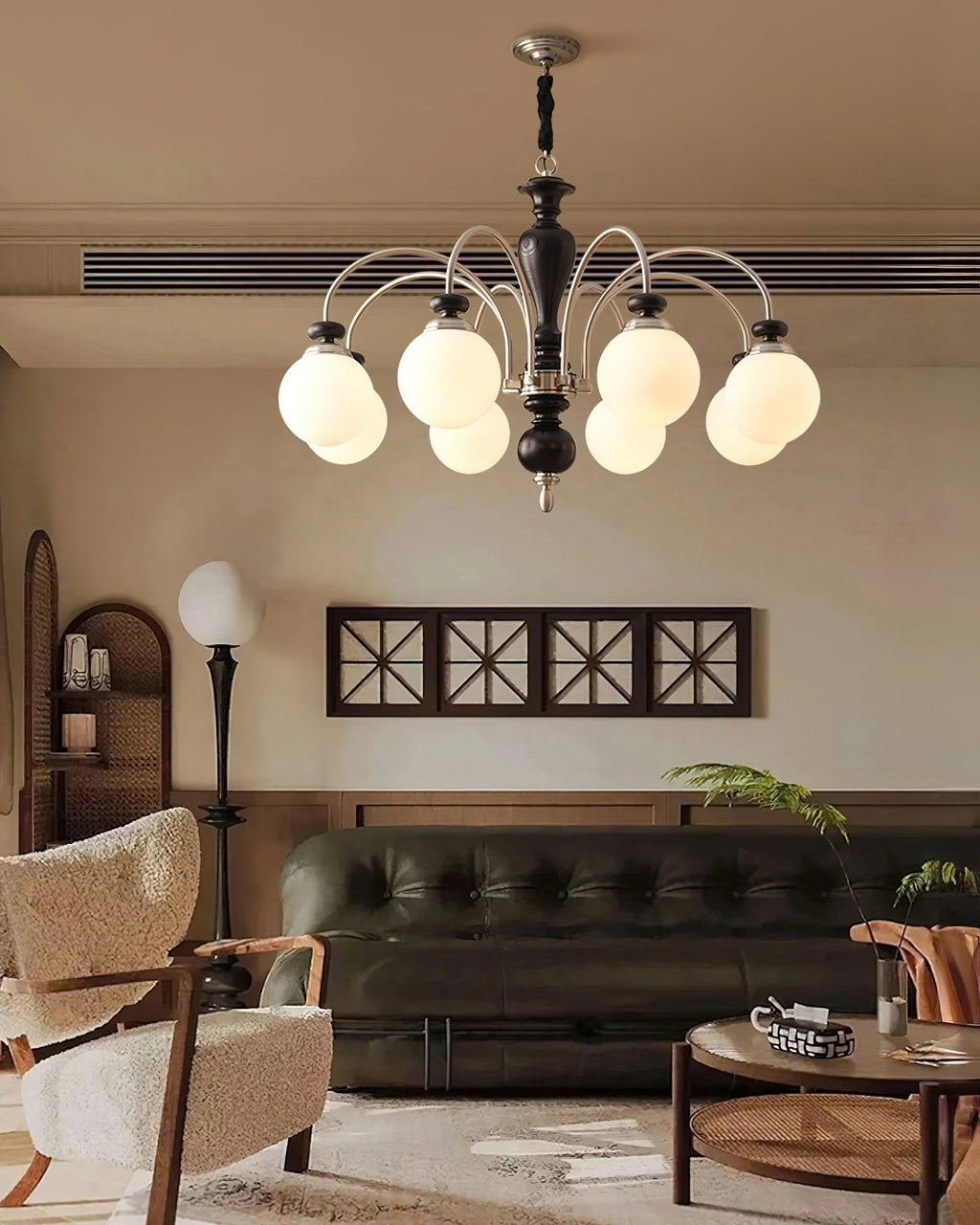 Solara Chandelier Classique en Bois et Laiton - Neutralighting