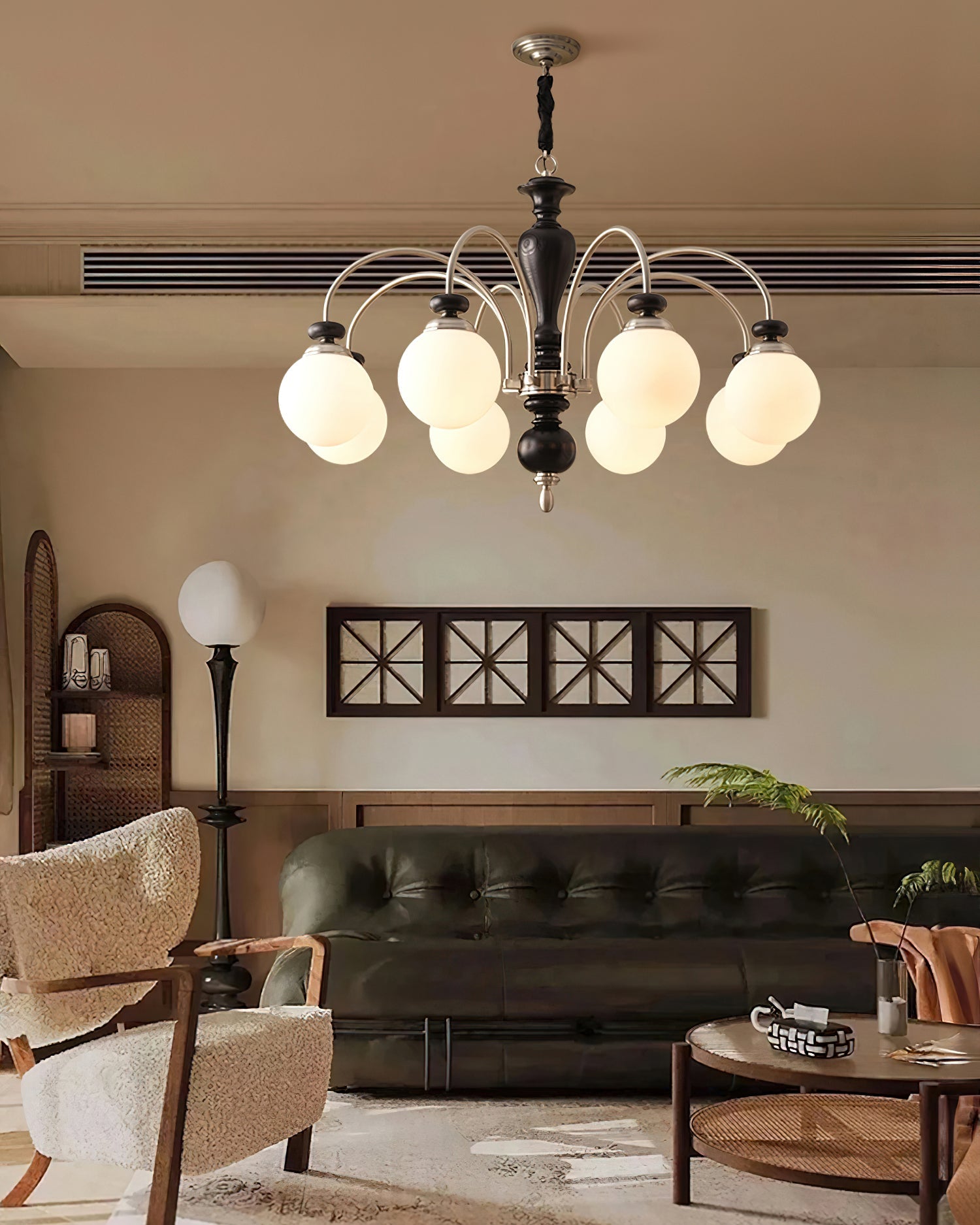 Solara Chandelier Classique en Bois et Laiton - Neutralighting
