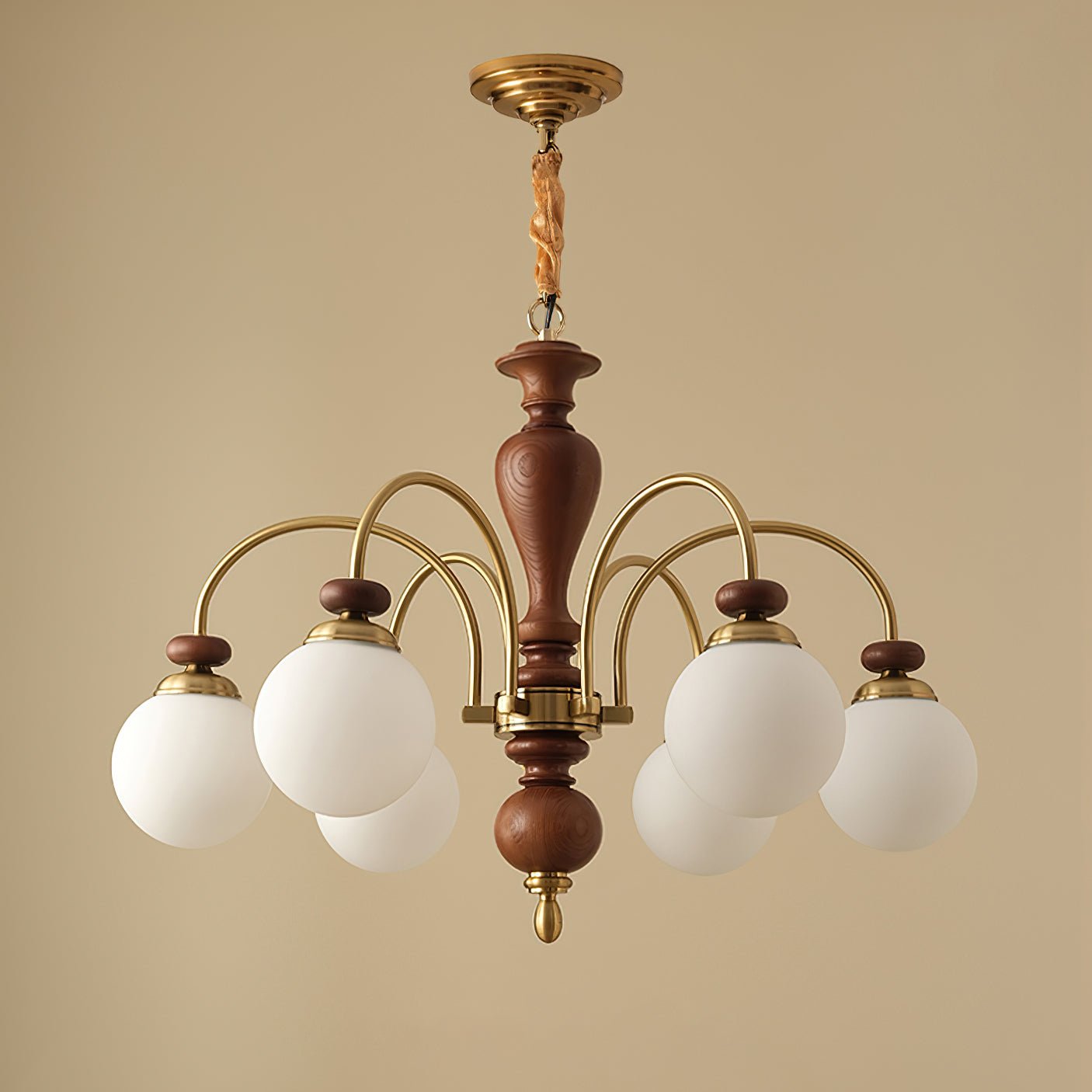Solara Chandelier Classique en Bois et Laiton - Neutralighting