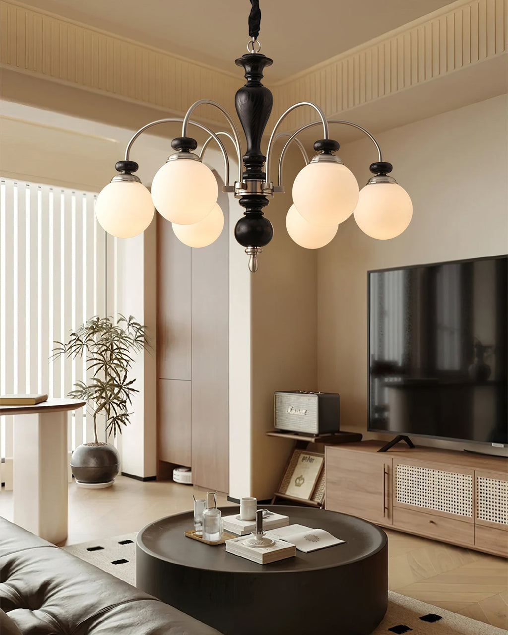 Solara Chandelier Classique en Bois et Laiton - Neutralighting