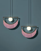 Solara Lampe suspendue en tissu à franges style globe rétro bohème - Neutralighting