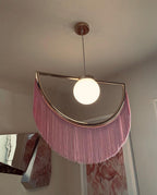 Solara Lampe suspendue en tissu à franges style globe rétro bohème - Neutralighting