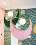 Solara Lampe suspendue en tissu à franges style globe rétro bohème - Neutralighting
